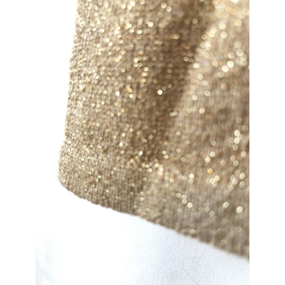 Gold Sweater Women Sz Medium Shimmery Sequin Natalie & Me Knit Metallic Design - Picture 5 of 9